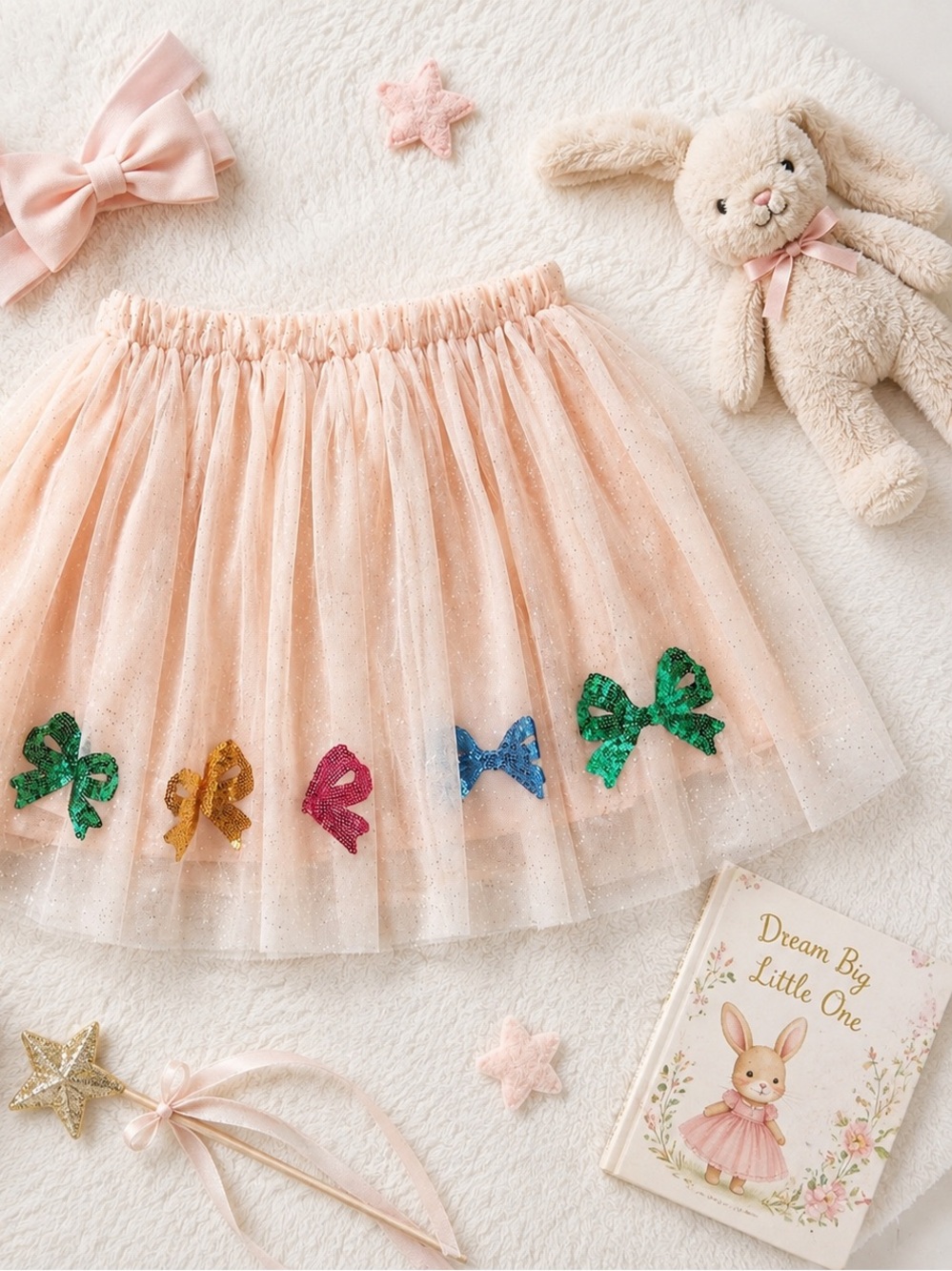 Konges Slojd MeI Bow Skirt Girls 3Y Glittered Tulle Sequin Bow Party Skirt NWT